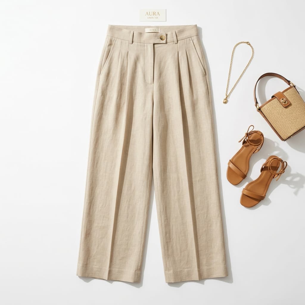 Beige Linen Trousers