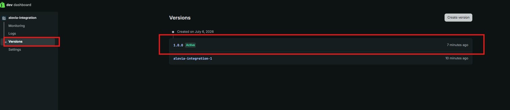 Verify the version is active