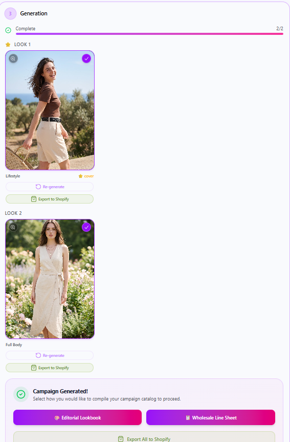 Alovia AI outfit generator results showing hyper-realistic fashion imagery
